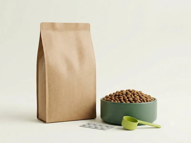 Bolsa de alimento medicado sobre mostrador