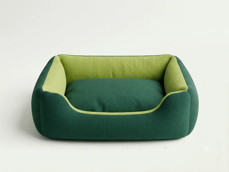 Cama redonda gris y blanca